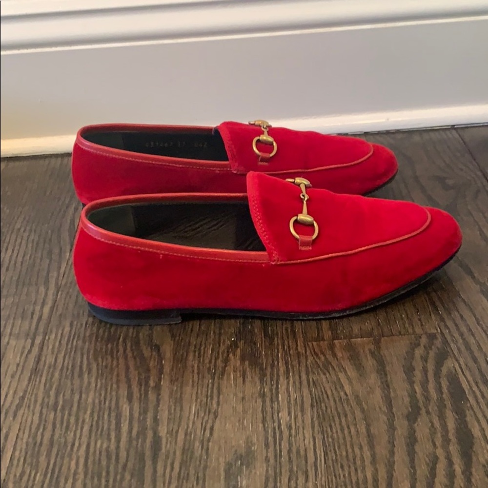 Red Velvet Gucci Loafers